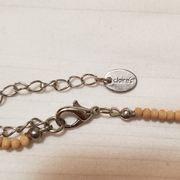 Silver Open Oval Wood Bead Necklace - Picture 4 of 6